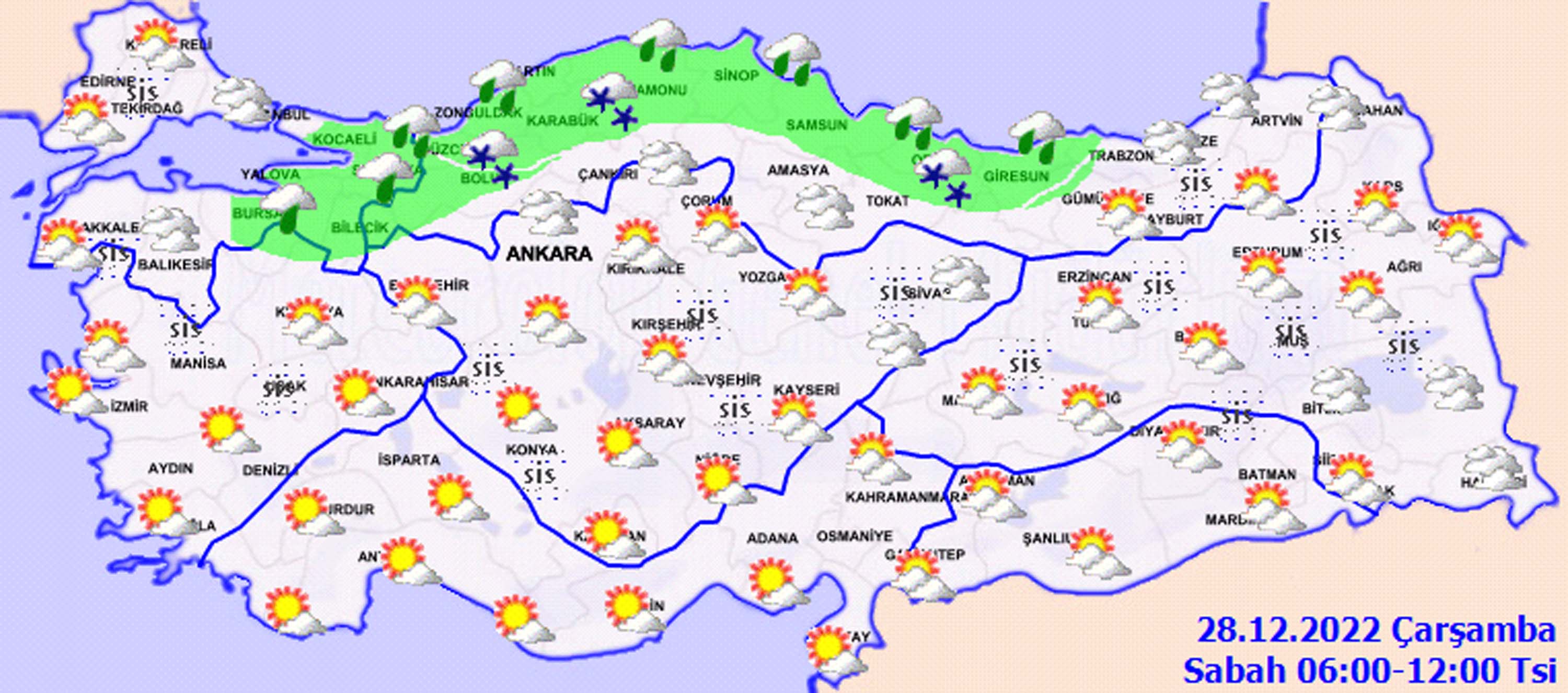 28 Aralık 2022 Çarşamba hava durumu: O şehirler yağmura ve kara teslim oluyor! İşte il il hava durumu detayları...