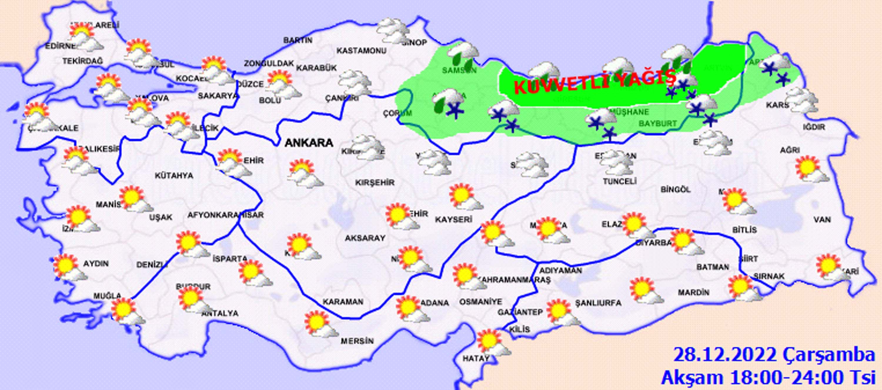 28 Aralık 2022 Çarşamba hava durumu: O şehirler yağmura ve kara teslim oluyor! İşte il il hava durumu detayları...