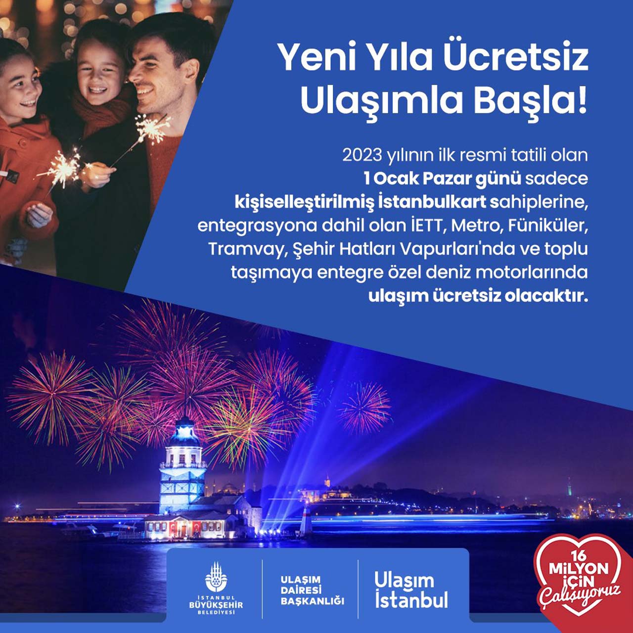 İstanbullular dikkat! 1 Ocak 2023 Pazar günü ulaşım ücretsiz olacak: Sadece o kişiler faydalanacak 