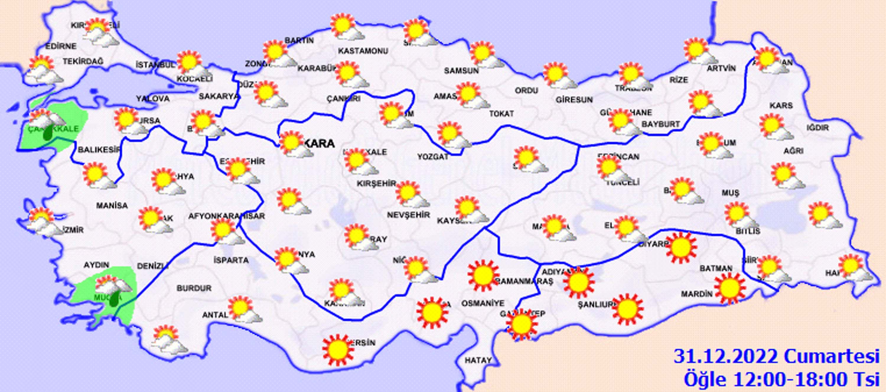 31 Aralık 2022 Cumartesi hava durumu: Dışarı çıkacak olanlar dikkat! O illerde sağanak yağış etkili olacak! İşte il il hava durumu...