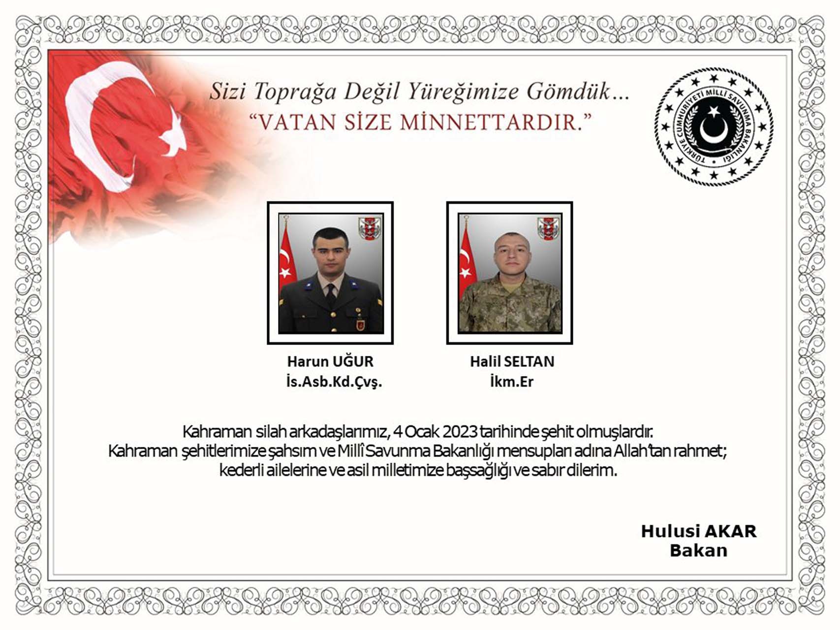 Konya'da trafik kazası! Bakanlık acı haberi duyurdu: Astsubay Harun Uğur ve Er Halil Seltan şehit oldu 