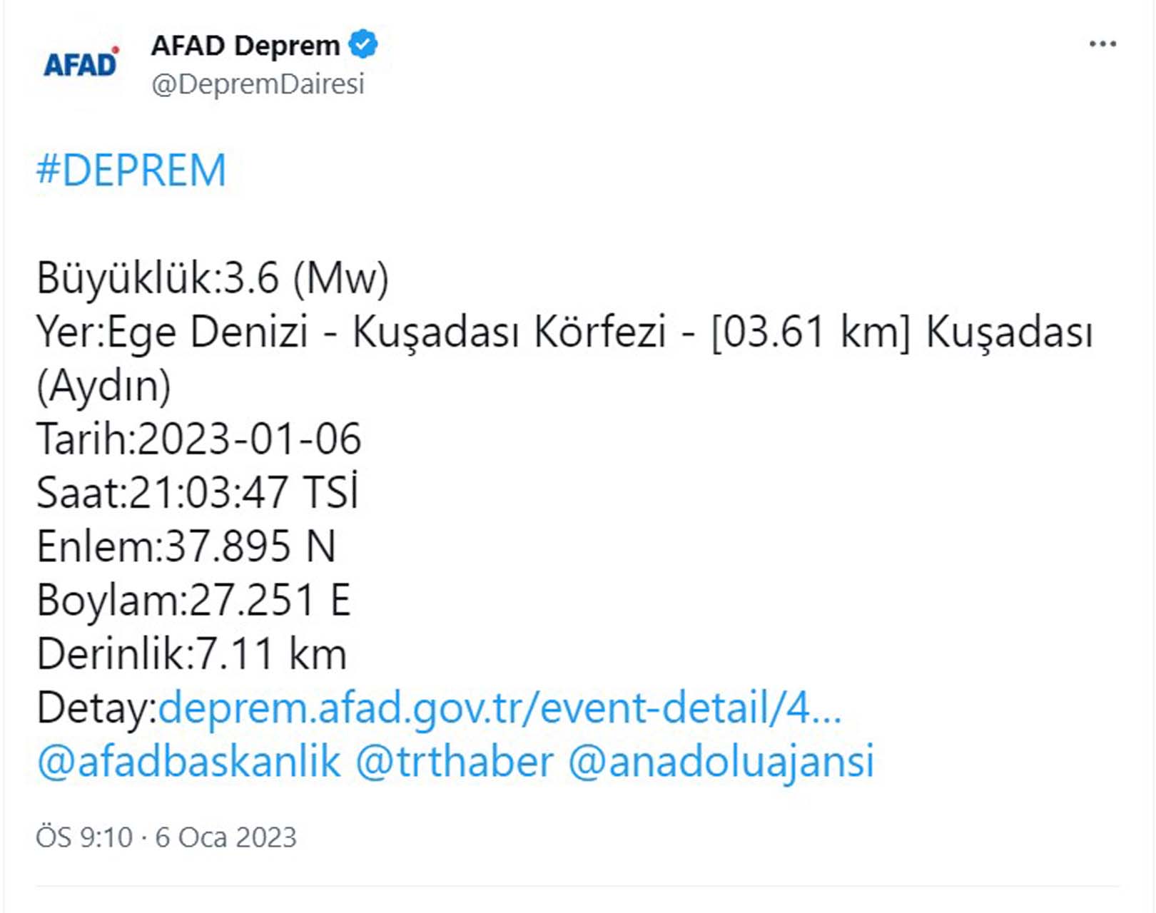 Aydın Kuşadası Körfezi beşik gibi sallanıyor! 15 dakika 3 şiddetli deprem!