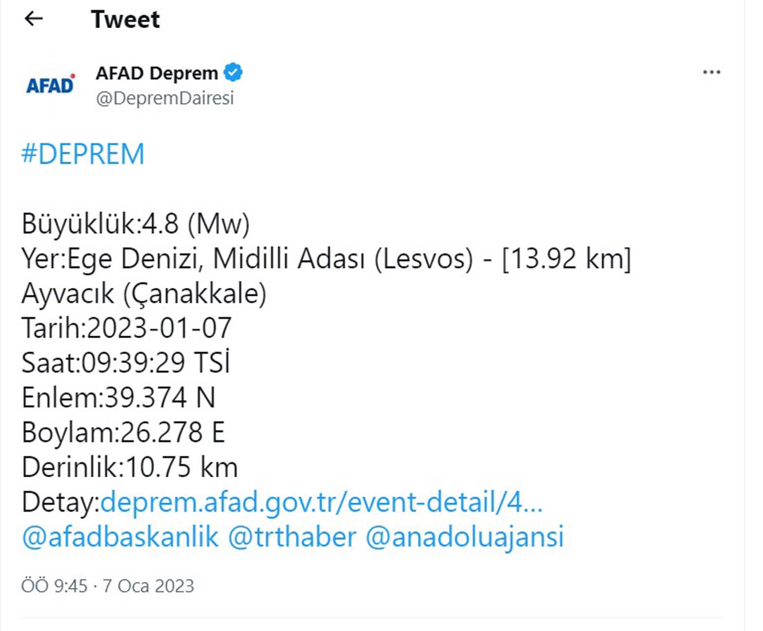 Az önce nerede deprem oldu son dakika? 7 Ocak 2022 Cumartesi Bursa, Balıkesir, Çanakkale deprem mi oldu?