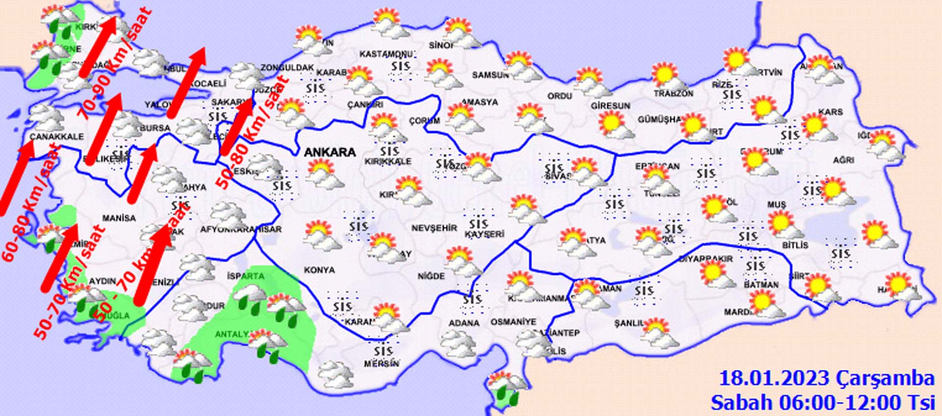 Buralarda yaşayanlar dikkat! Meteoroloji'den 3 bölge için rüzgar, 13 il için sağanak yağış uyarısı! İşte 18 Ocak 2023 Çarşamba il il hava durumu
