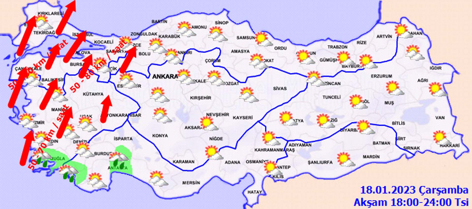 Buralarda yaşayanlar dikkat! Meteoroloji'den 3 bölge için rüzgar, 13 il için sağanak yağış uyarısı! İşte 18 Ocak 2023 Çarşamba il il hava durumu