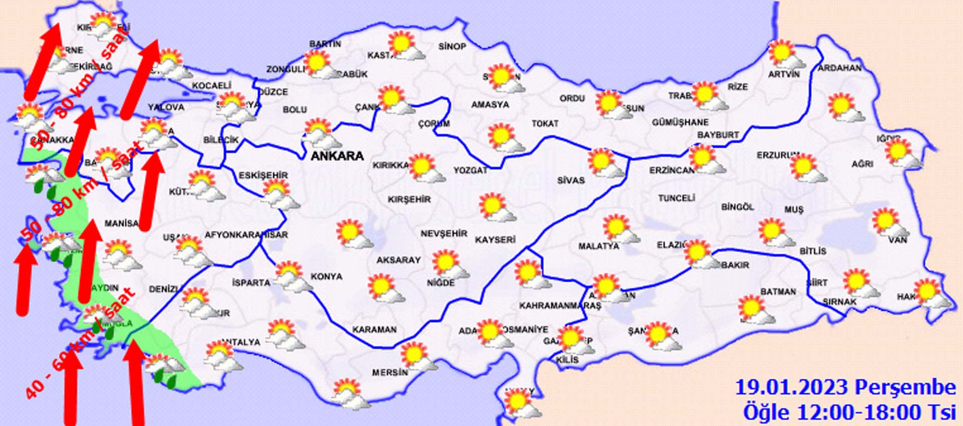 Önleminizi alın! Meteoroloji'den kuvvetli rüzgar ve sağanak yağış uyarısı! İşte 19 Ocak 2023 Perşembe il il hava durumu