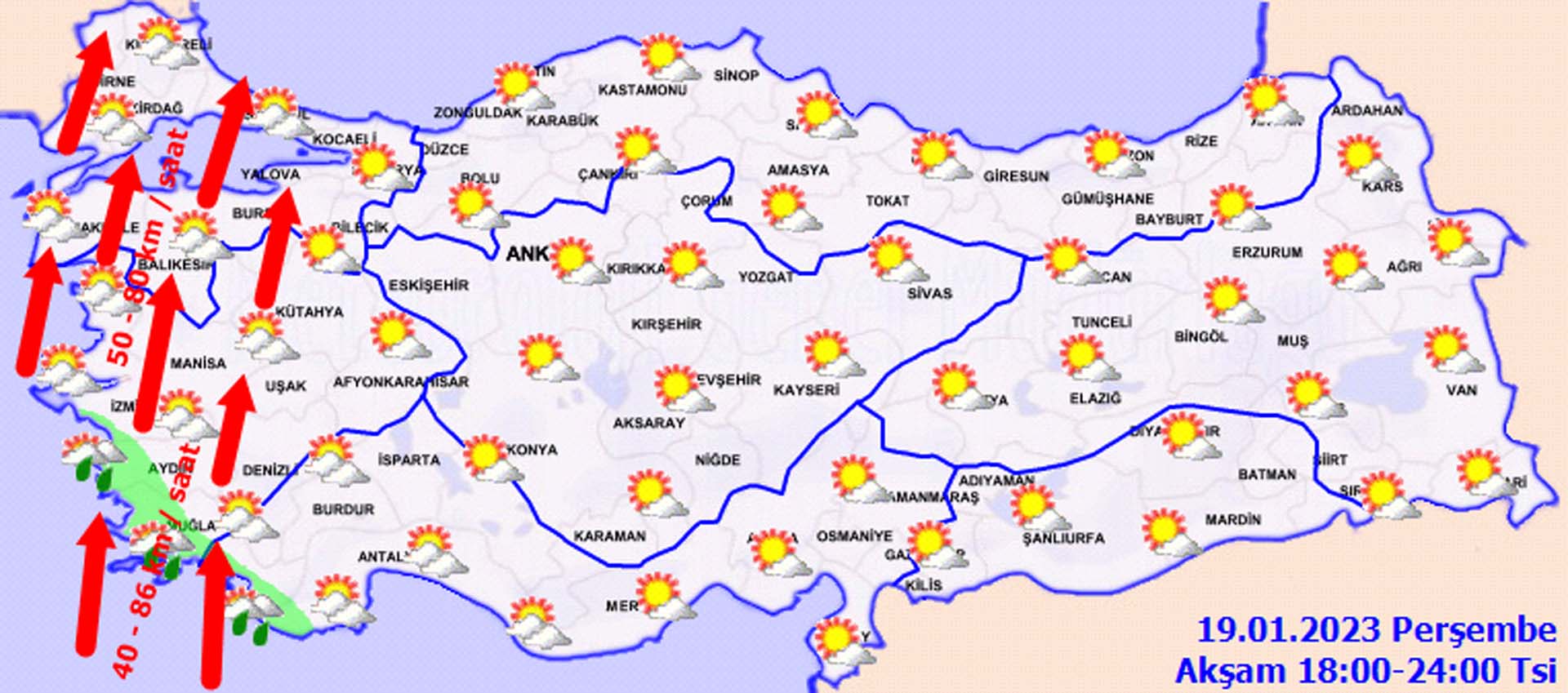 Önleminizi alın! Meteoroloji'den kuvvetli rüzgar ve sağanak yağış uyarısı! İşte 19 Ocak 2023 Perşembe il il hava durumu