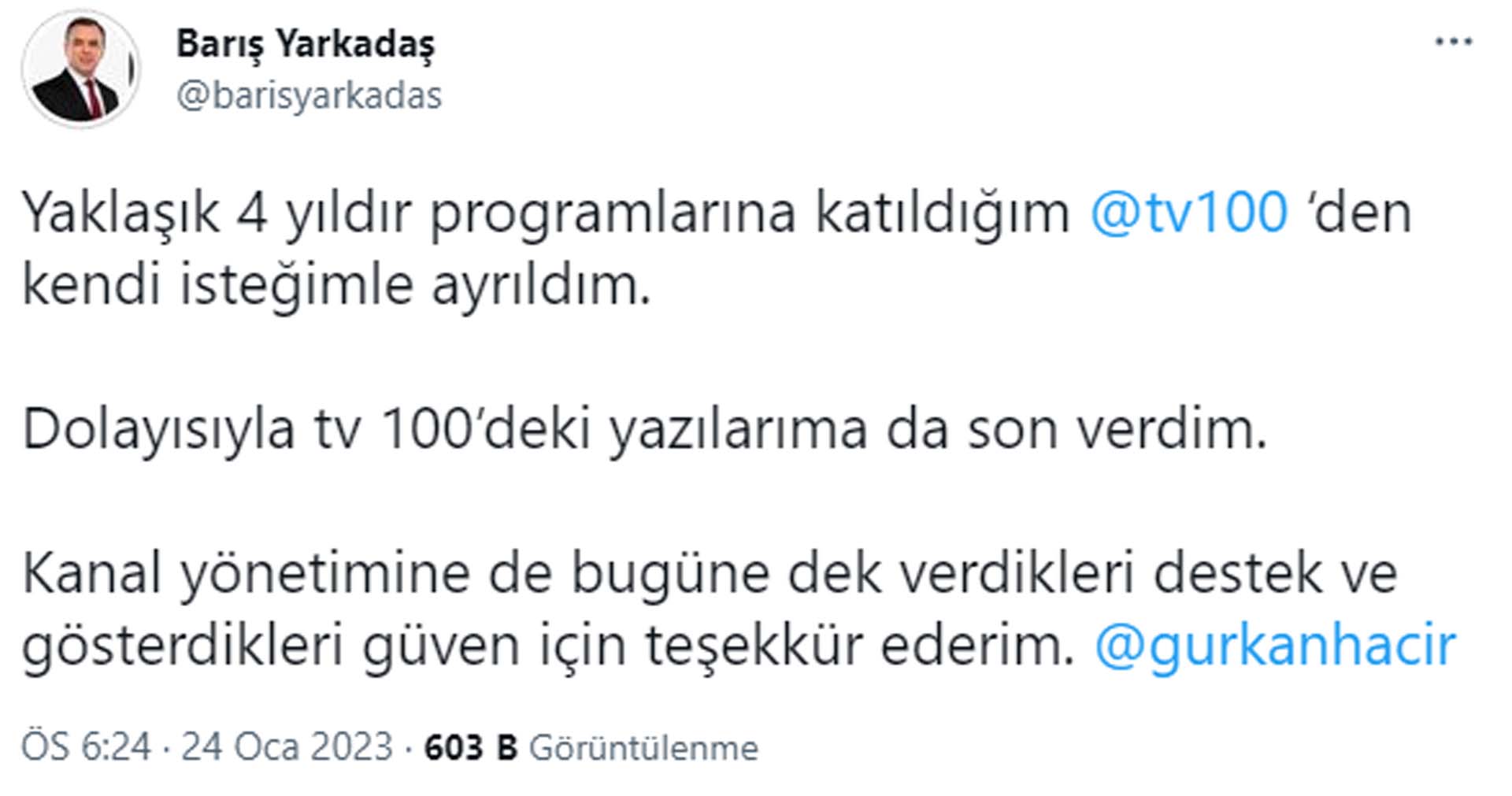 tv100'de çifte şok: Barış Yarkadaş ve Gürkan Hacır kanaldan ayrıldı 
