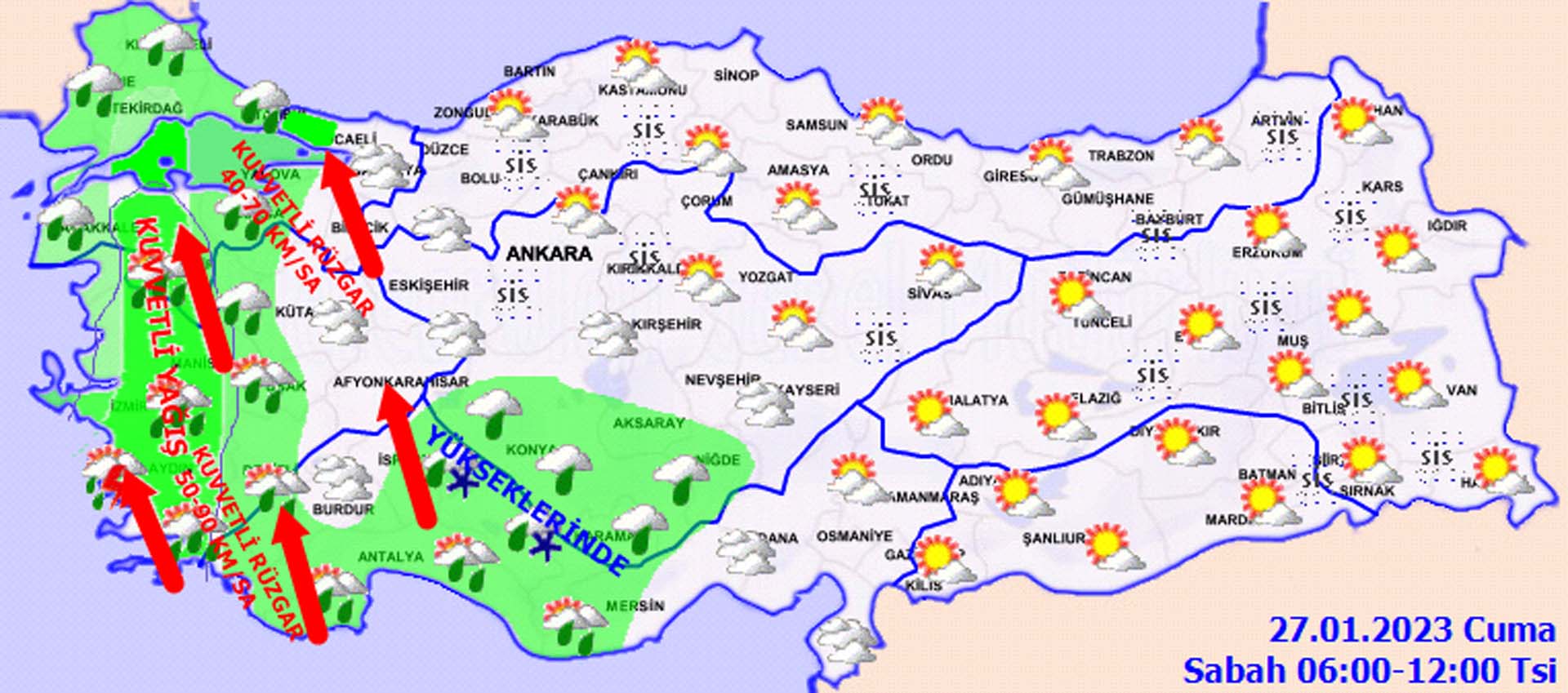 O illerde yaşayanlar dikkat! Meteoroloji uyardı: Kuvvetli yağış ve kar yağışı etkili olacak! İşte 27 Ocak 2023 Cuma il il hava durumu