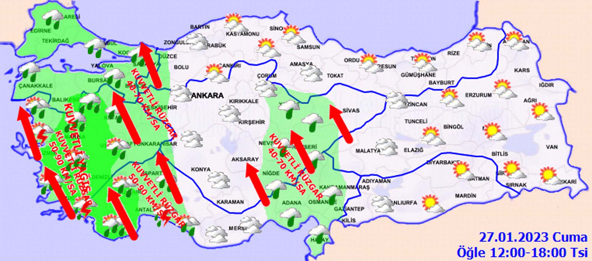 O illerde yaşayanlar dikkat! Meteoroloji uyardı: Kuvvetli yağış ve kar yağışı etkili olacak! İşte 27 Ocak 2023 Cuma il il hava durumu