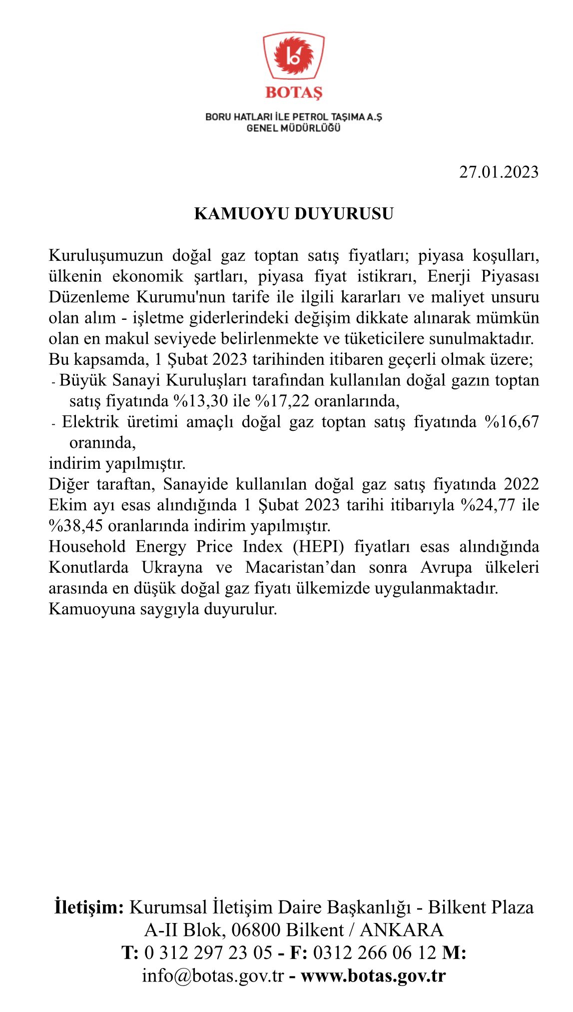 Son dakika | BOTAŞ'tan doğalgaza indirim! Şubat ayında geçerli olacak