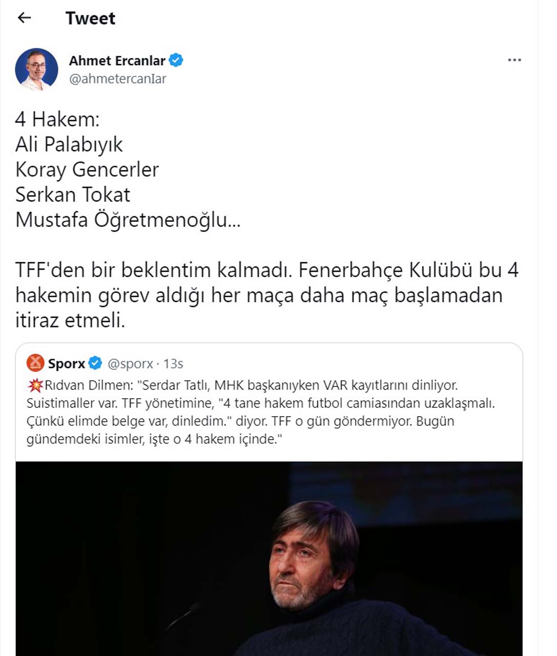 Rıdvan Dilmen gündeme getirmişti! Ahmet Ercanlar şike yaptığı öne sürülen hakemlerin ismini açıkladı 