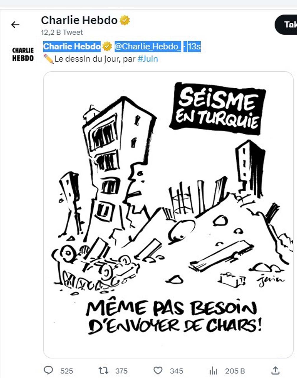 Hadsiz Charlie Hebdo dergisinden skandal karikatür! Türkiye'deki depremle dalga geçtiler 