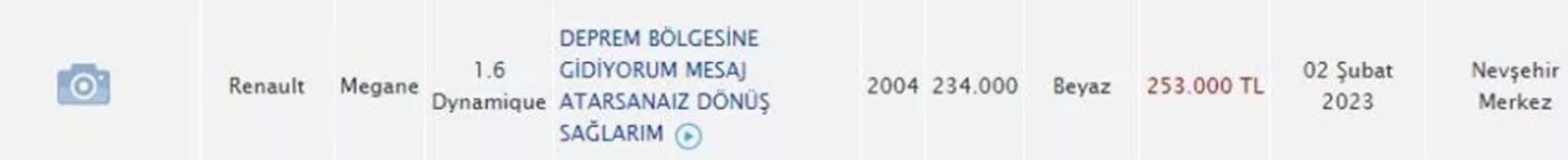Araba satış ilanlarında deprem detayı! Deprem bölgesine yardım için tekliflere açığım
