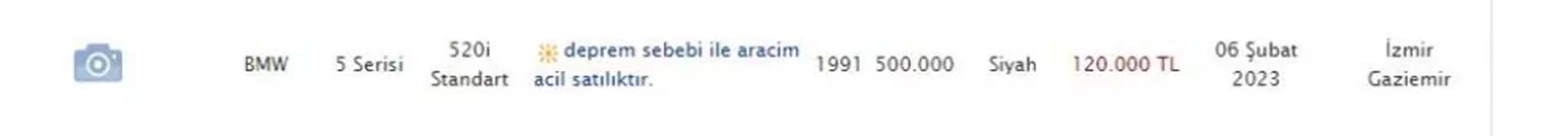 Araba satış ilanlarında deprem detayı! Deprem bölgesine yardım için tekliflere açığım