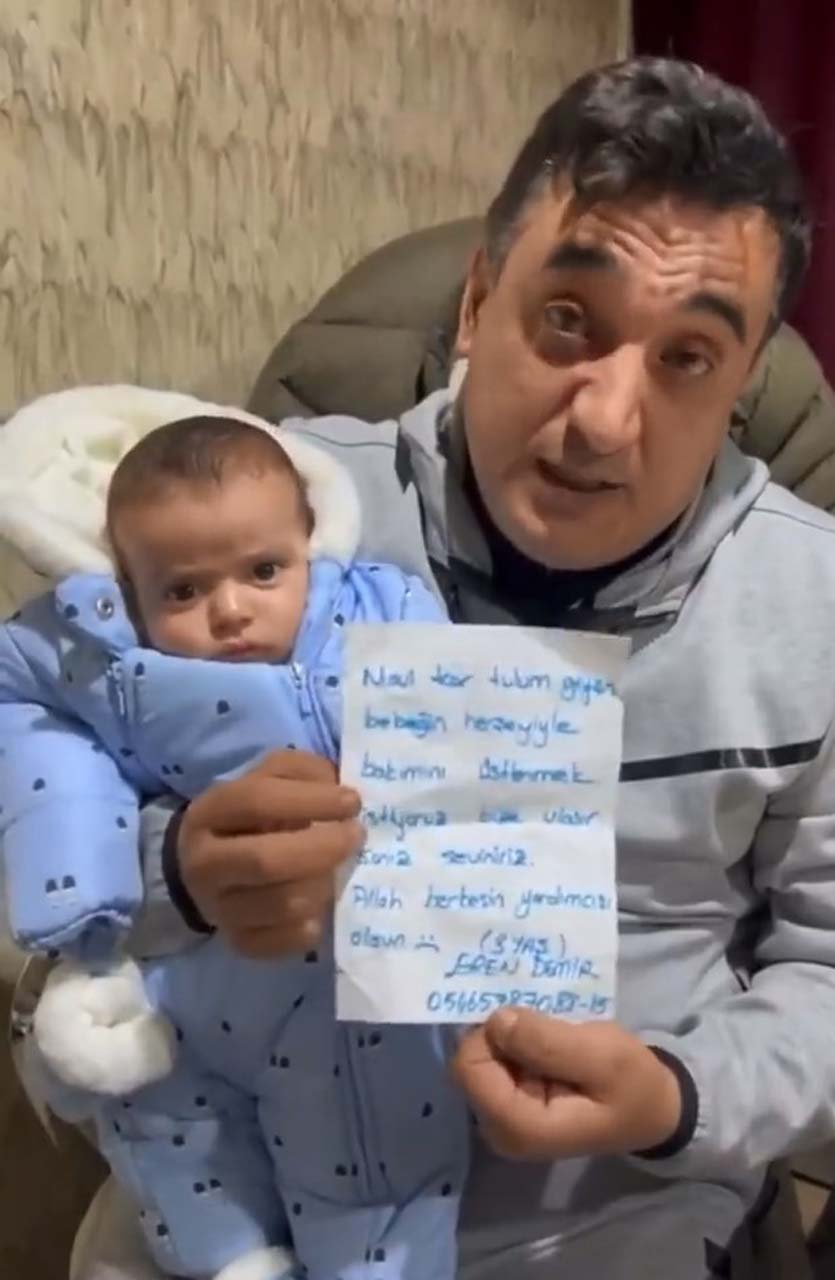 Deprem bölgesine gönderilen bebek tulumundan çıkan not ağlattı: Mavi kar tulumu giyen bebeğin her şeyiyle bakımını üstlenmek istiyoruz
