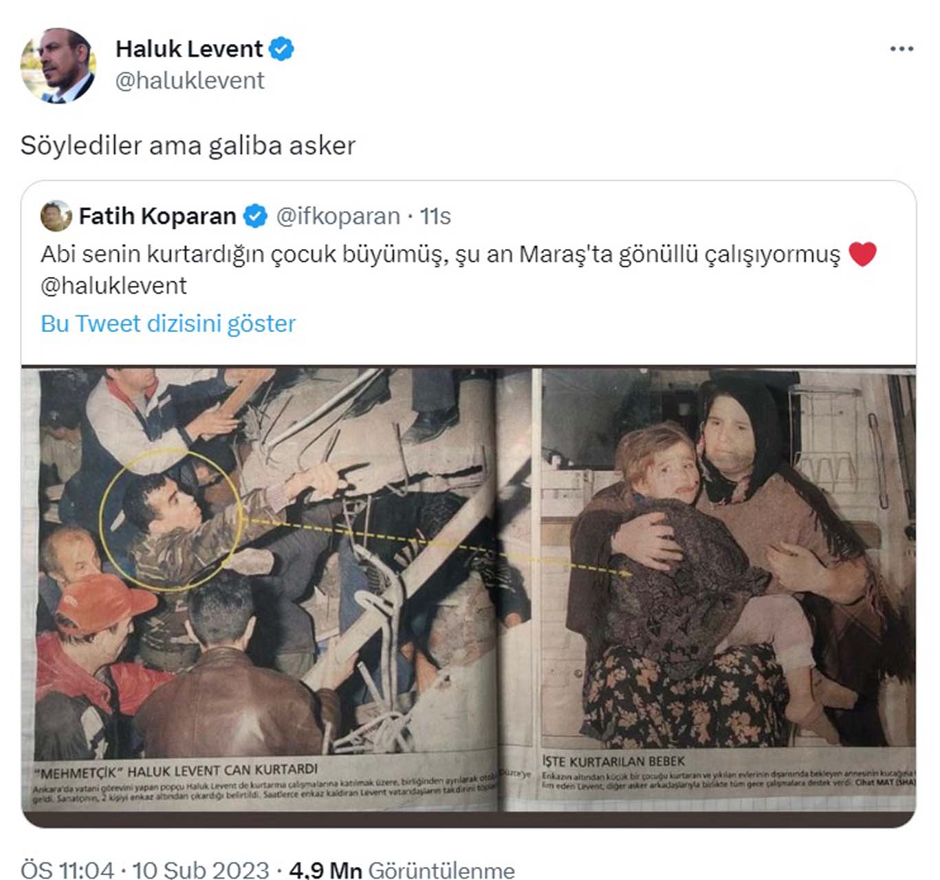 "Mehmetçik Haluk Levent can kurtardı" Kurtarmaya da devam ediyor!