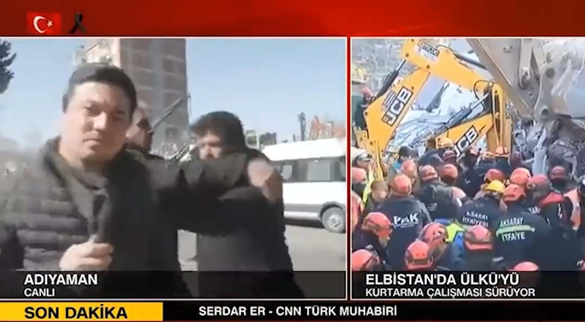 Deprem felaketindeki son durumu aktarıyordu! CNN Türk muhabirine canlı yayında saldırı 