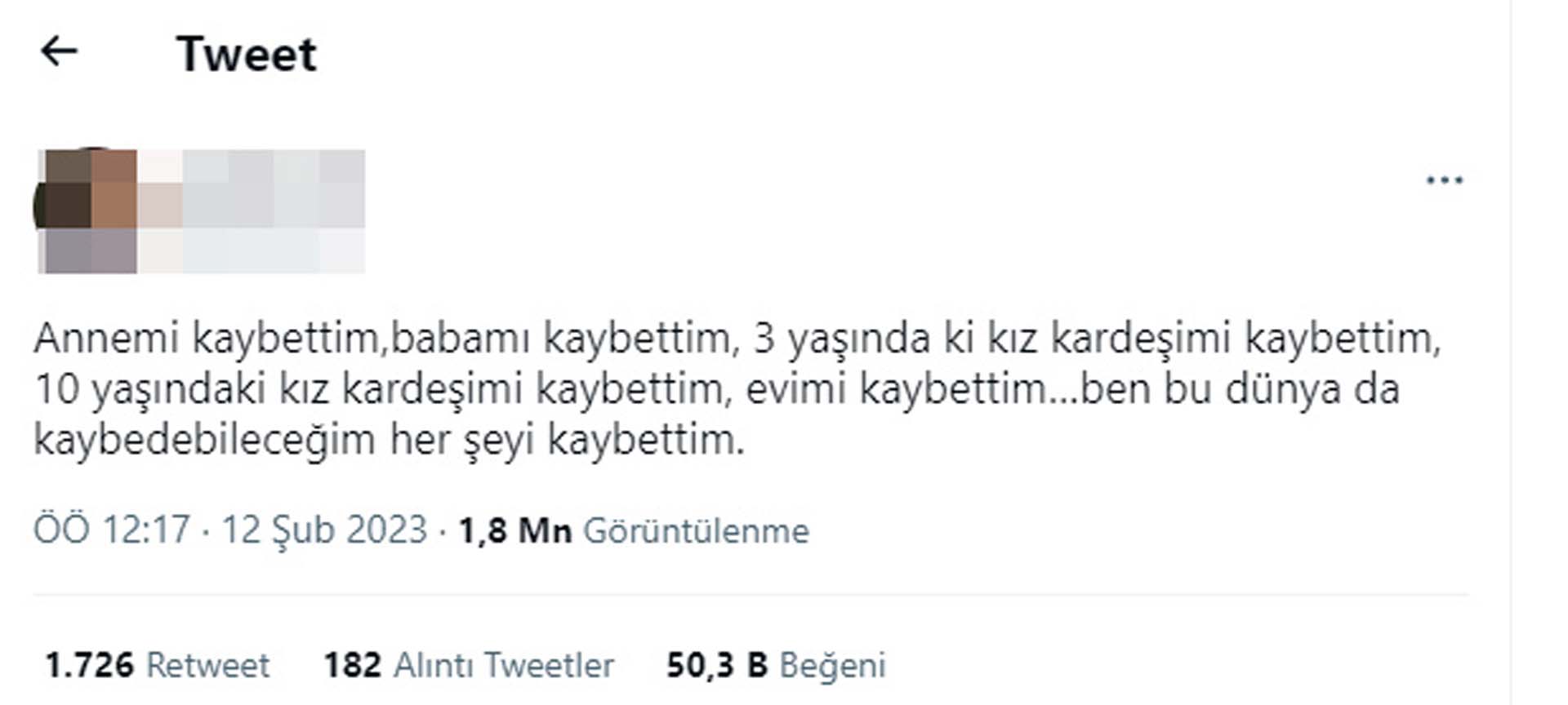 Deprem felaketinde ailesini kaybeden genç kız yürekleri yaktı: Bu dünyada kaybedebileceğim her şeyi kaybettim