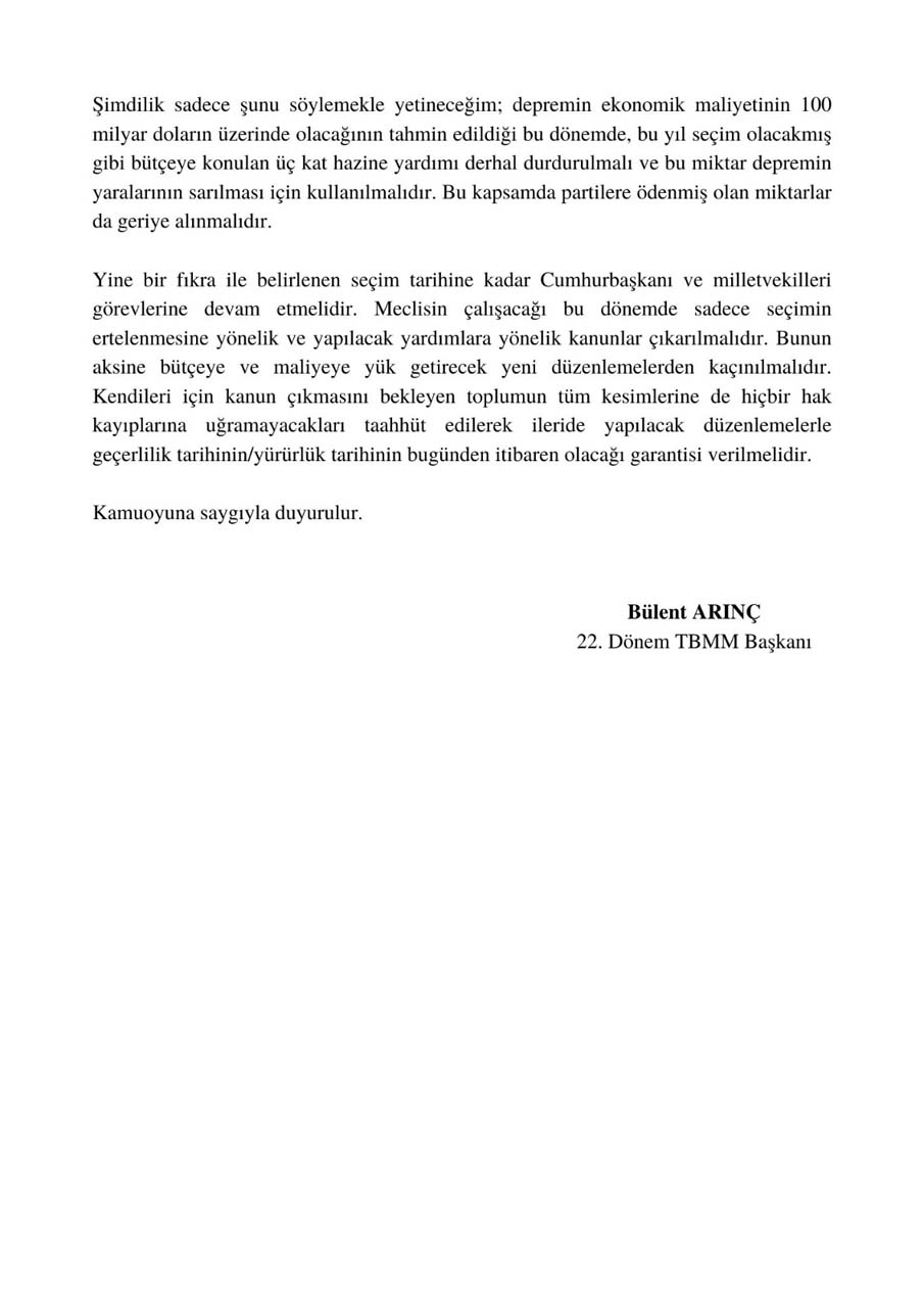 Bülent Arınç'tan seçim çıkışı: Ne mayısta ne de haziranda seçim olmaz, olamaz