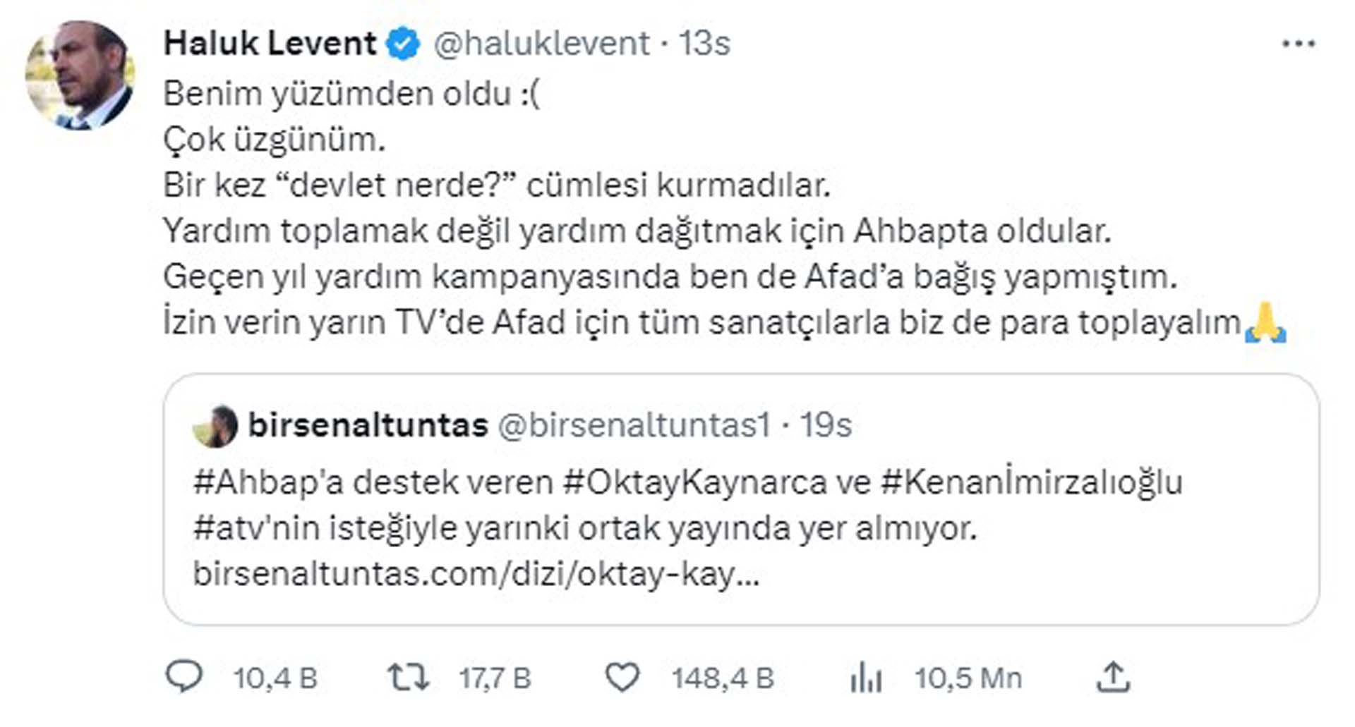 AHBAP derneğine destek verdikleri için canlı yayında bulunmayacaklar!