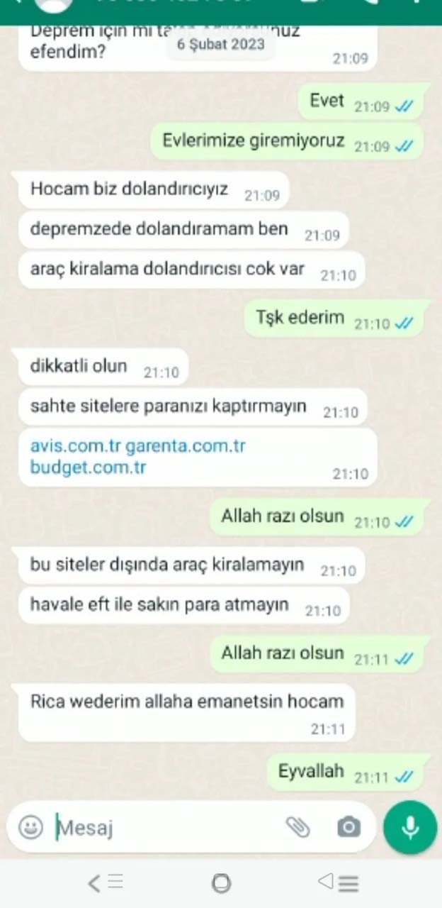 Dolandırıcı insafa geldi! Depremzede vatandaşı dolandırmayıp uyardı: Dolandırıcıyız, depremzede dolandıramam ben