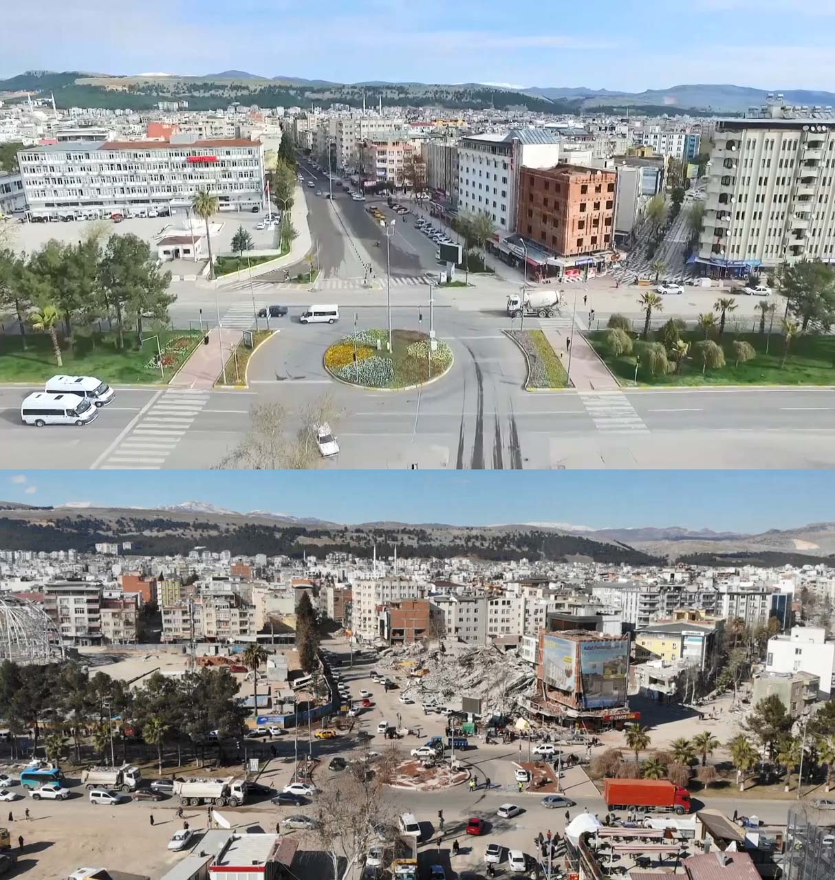 Kahramanmaraş depremi şehri yok etti! Adıyaman'ın deprem öncesi ve deprem sonrası fotoğrafları kahretti!