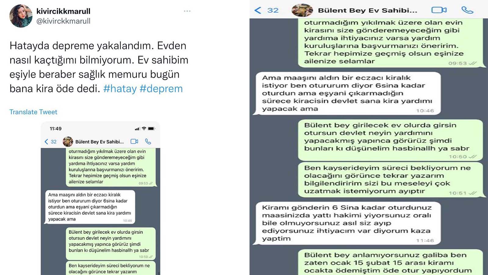 Vicdansızlığı pes dedirtti! Ev sahibi, depremzededen bir an önce kirasını ödemesini istedi!