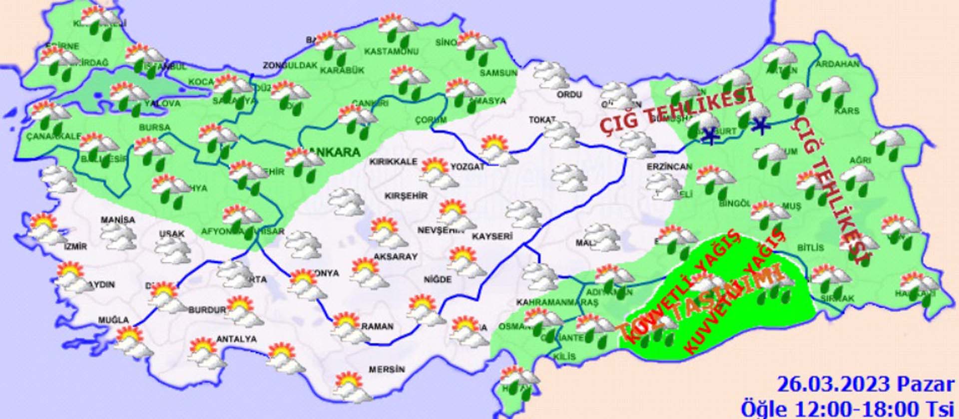 26 Mart Pazar Hava Durumu! Meteoroloji Genel Müdürlüğü Uyardı! Sakın güneşe aldanmayın soğuk havalar geliyor!
