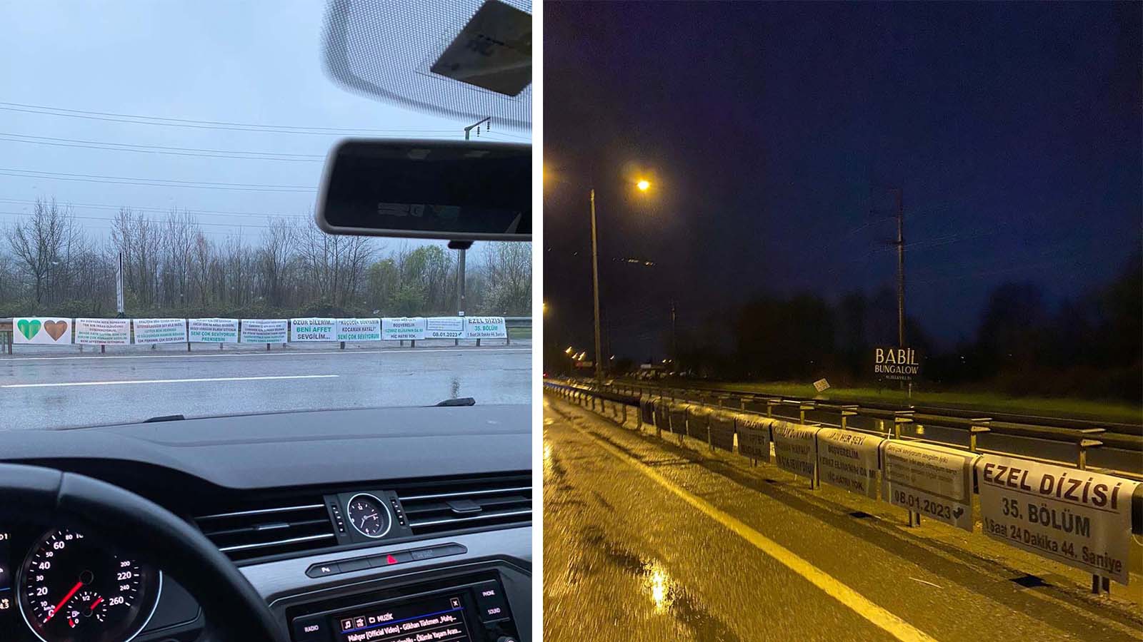 Eşinden af dileyen adam yol kenarını pankartlar astı! 