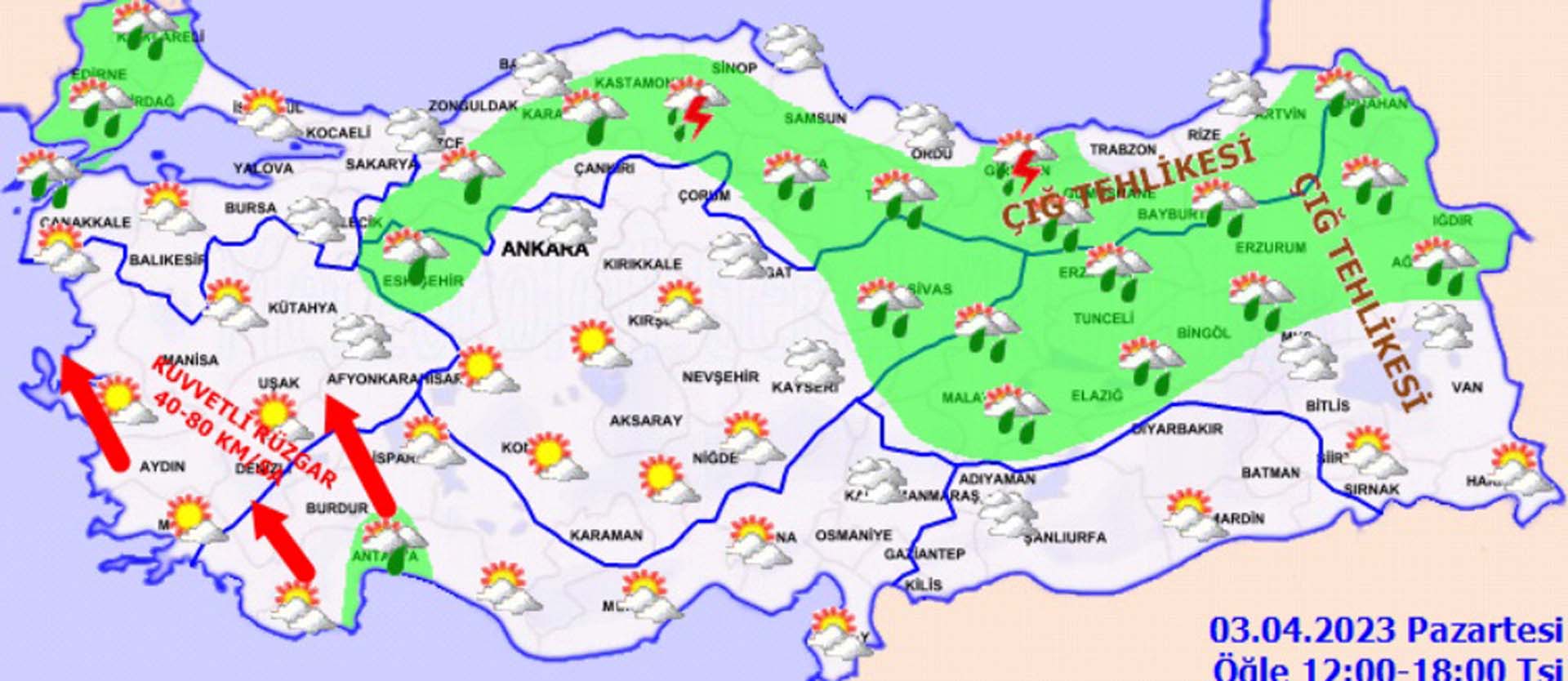 3 Nisan 2023 Pazartesi hava durumu! Aman şemsiyelerinizi yanınızdan ayırmayın! Gök gürültülü sağanaklar geliyor!