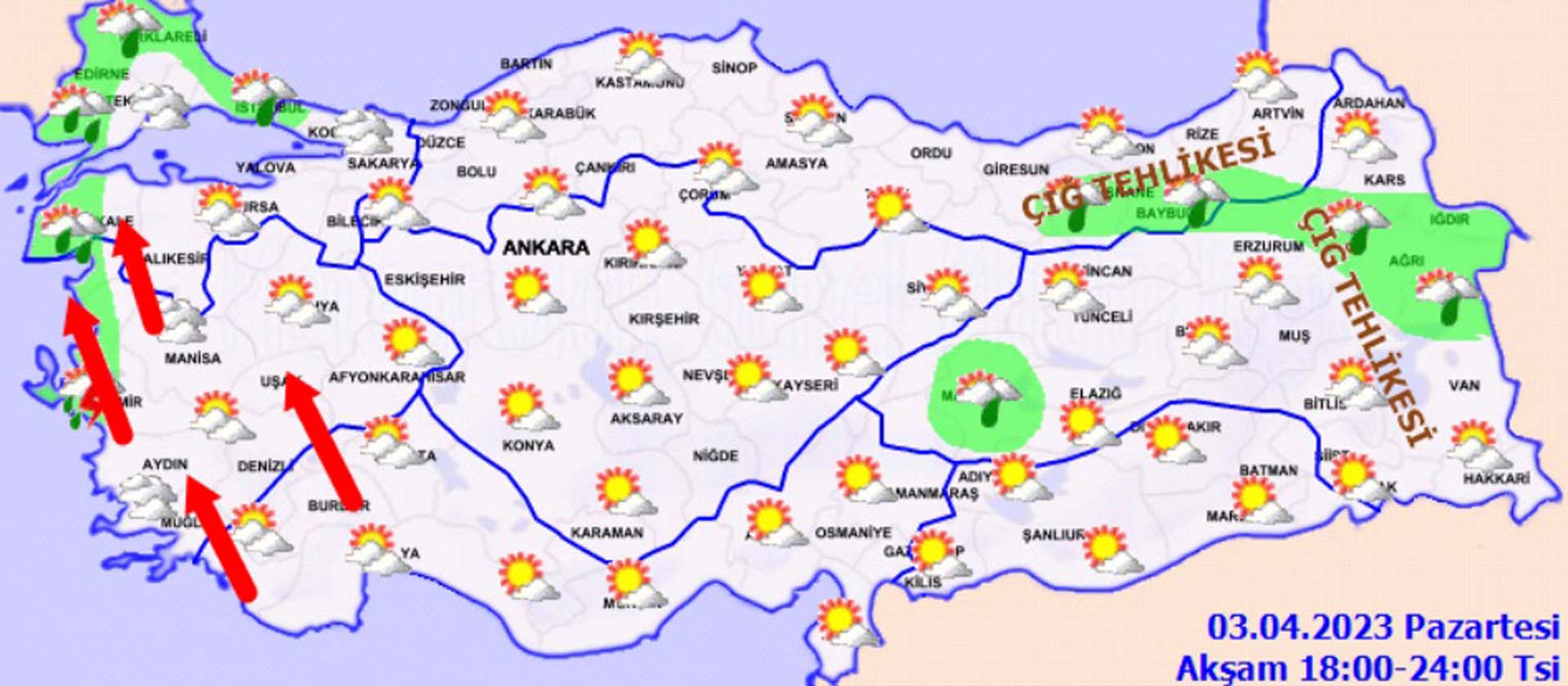 3 Nisan 2023 Pazartesi hava durumu! Aman şemsiyelerinizi yanınızdan ayırmayın! Gök gürültülü sağanaklar geliyor!