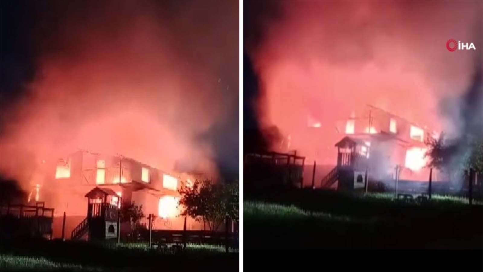 Bayram günü evleri cayır cayır yandı! Kendilerini dışarı zor attılar! 