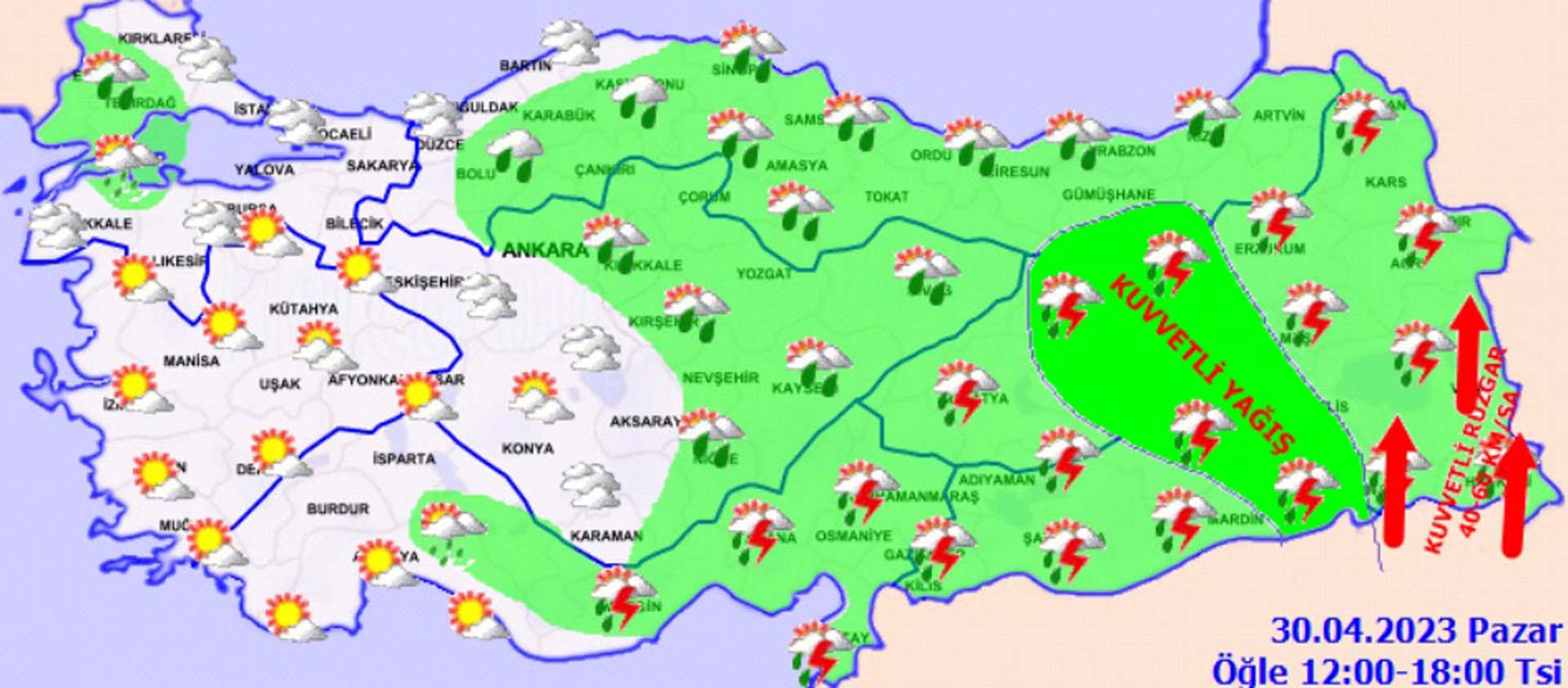 30 Nisan Pazar 2023 hava durumu! Batı'ya yaz gelirken Doğu soğuklarla mücadele diyor! Meteorolojiden 9 il için sarı kodlu uyarı! 