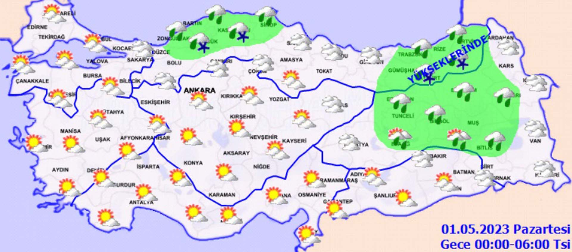 30 Nisan Pazar 2023 hava durumu! Batı'ya yaz gelirken Doğu soğuklarla mücadele diyor! Meteorolojiden 9 il için sarı kodlu uyarı! 