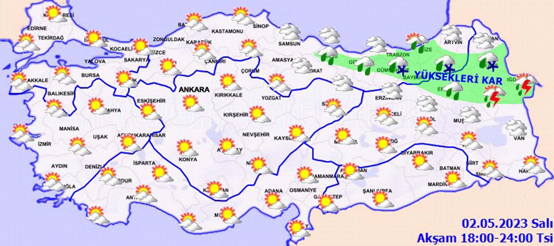 2 Mayıs Salı 2023 hava durumu! Güneş sıcaklığını iyiden iyiye batıda gösterirken, o illerde sağanaklar devam edecek! 