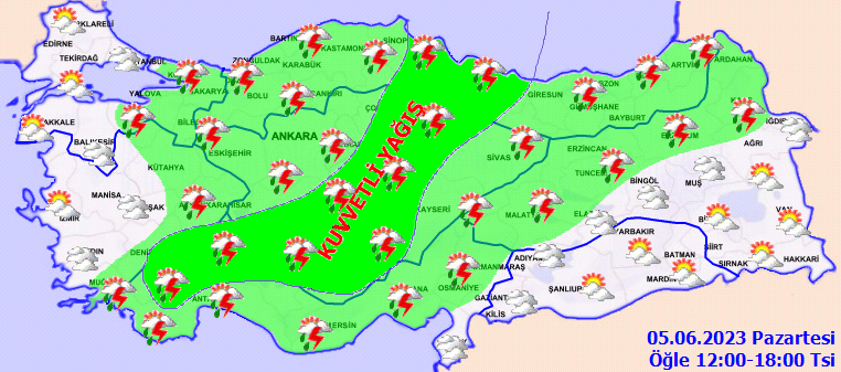 Meteoroloji genel müdürlüğü 5 haziran pazartesi hava durumu raporunu paylaştı