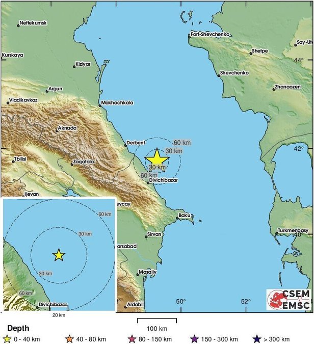 Son Dakika: Azerbaycan, Hazar Denizi’nde 5.7 büyüklüğünde deprem