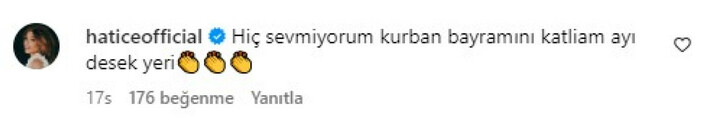 Şarkıcı Hatice Kurban Bayramı'nı hedef aldı! 'Katliam ayı desek yeri'