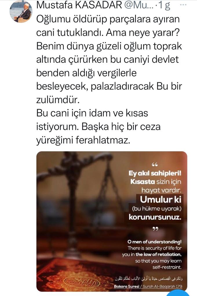 Hunharca katledilen Muhammed Nur Kasadar'ın babasından yürekleri parçalayan paylaşım! 'Başka hiç bir ceza yüreğimi ferahlatmaz'