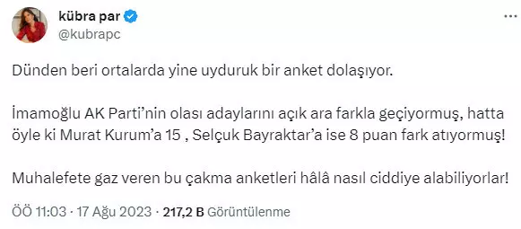 İsmail Saymaz'ın Ekrem İmamoğlu herkesi yeniyor anketine büyük tepki var