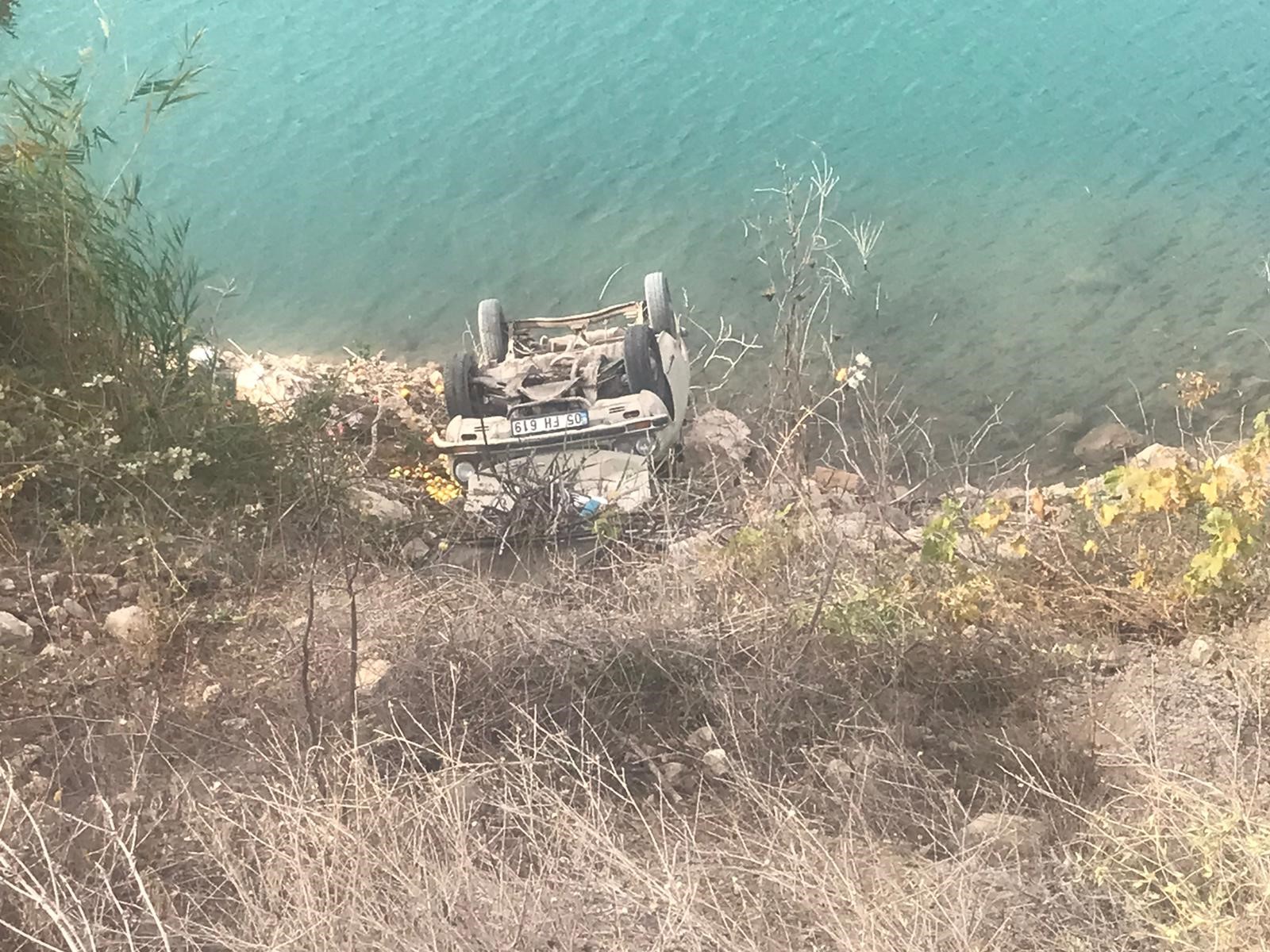 Otomobile giren eşek arısı kaza yaptırdı! Sürücü kontrolu kaybedip gölete uçtu!