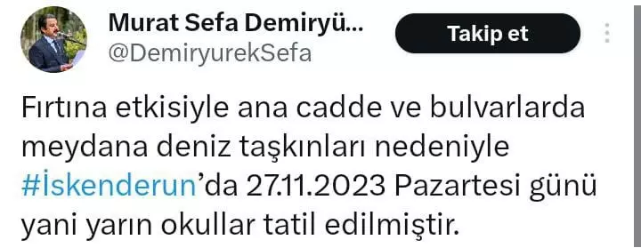 Şiddetli fırtına nedeniyle Zonguldak ve İskenderun'da okullar tatil edildi