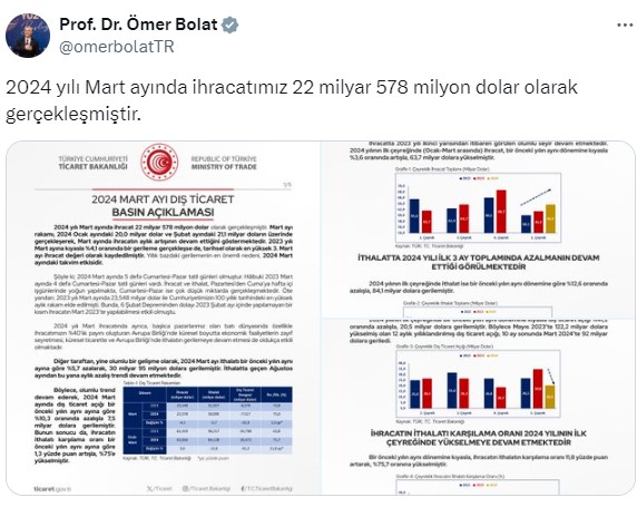 Bakan Şimşek'ten açıklama: Yıllık dış ticaret açığındaki iyileşme 14,3 milyar doları buldu!