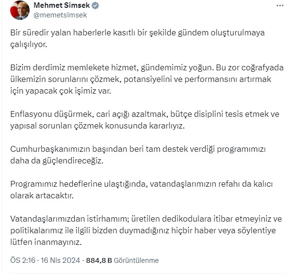 Cumhurbaşkanı Erdoğan ile arasındaki kriz söylentilerine, Bakan Şimşek son noktayı koydu: Üretilen dedikodulara itibar etmeyiniz