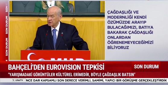 Devlet Bahçeli'den Eurovision yarışmasına tepki! 'Batsın böyle çağdaşlık'