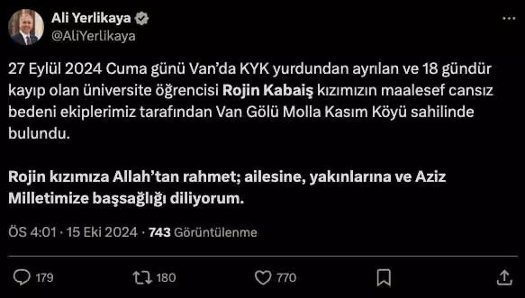 Son dakika haberi! 18 gündür kayıp olan Rojin'in cansız bedeni bulundu!