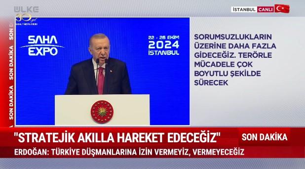 Cumhurbaşkanı Erdoğan SAHA EXPO 2024'de önemli açıklamalarda bulunuyor