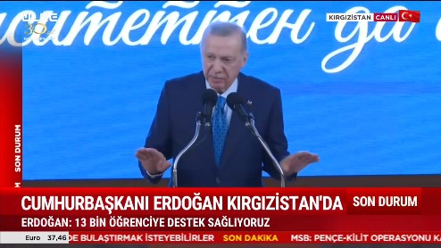 Cumhurbaşkanı Erdoğan Kırgızistan-Türkiye Manas Üniversitesi'nde açıklamalarda bulundu