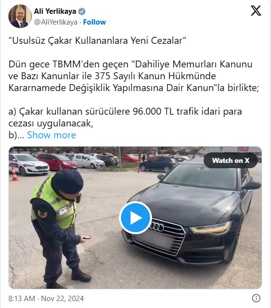 Usulsüz çakar kullanan sürücüler mercek altında: 10 bin 444 sürücü hakkında işlem yapıldı!